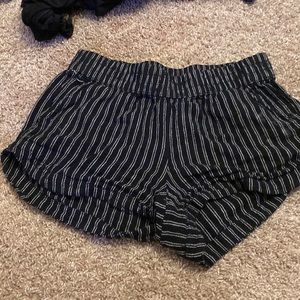 Black high rise striped shorts